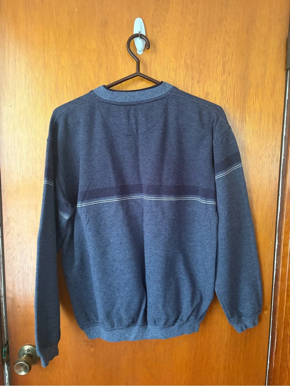 Men's Crewneck Sweater with Subtle Stripe - Picture 2 of 3